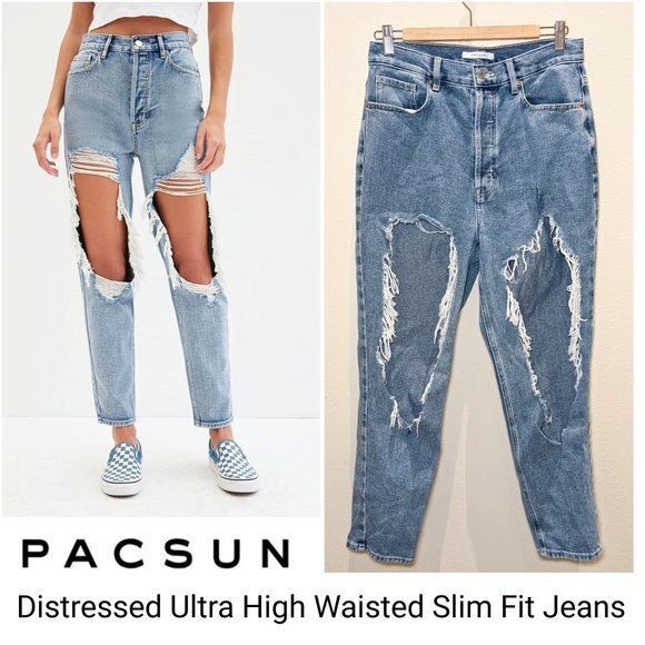 PacSun Denim - PacSun Distressed Ultra High Waisted Slim Fit Jeans